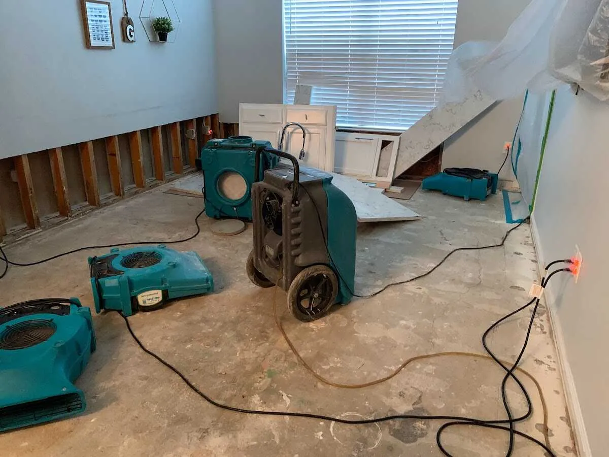 Dehumidifier in flood-cut room for Water Extraction & Removal in Farmers Branch